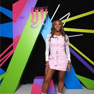 Denim Lavender Zipper Mini Dress.